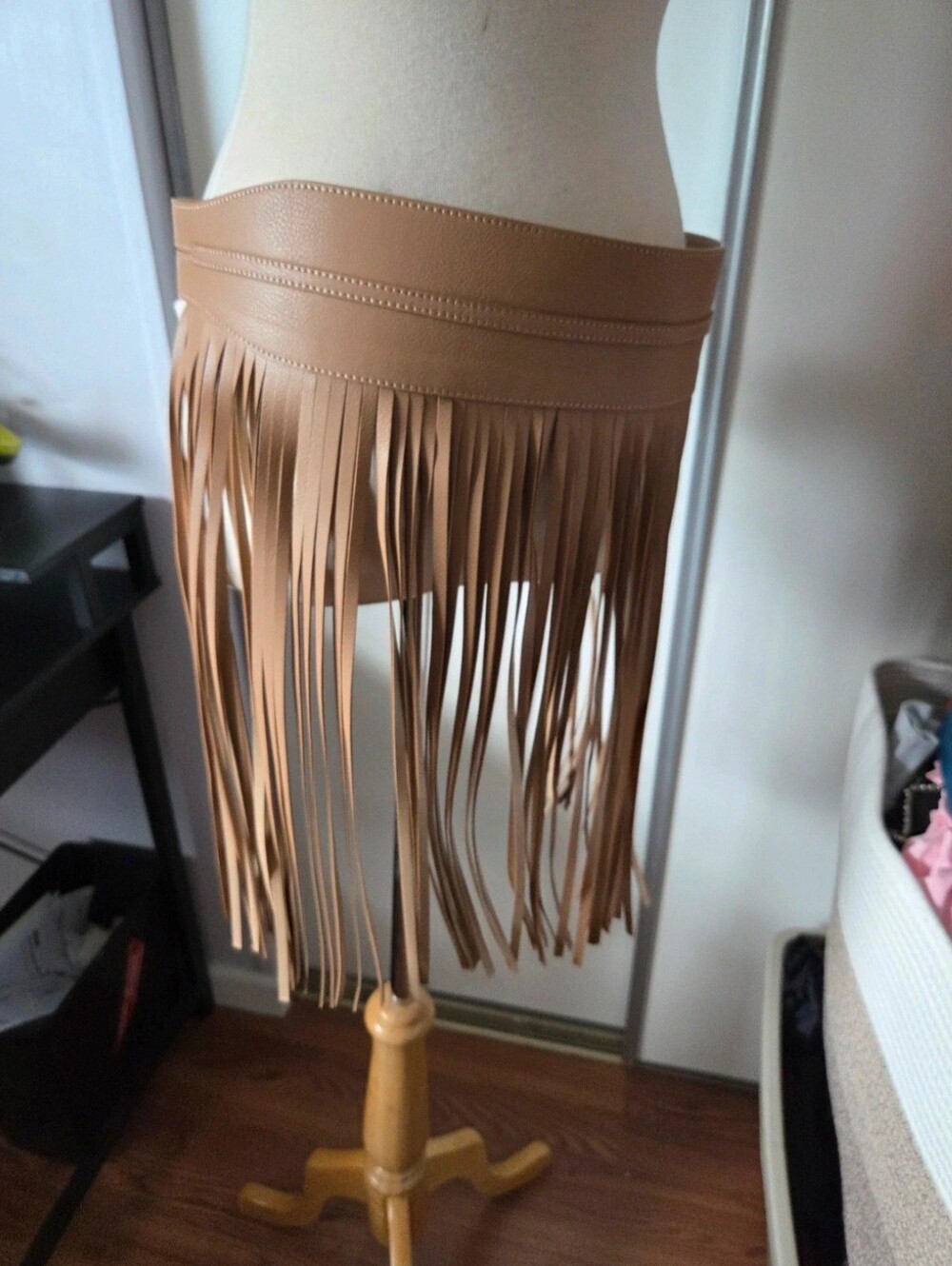 Fringe Double Buckle Wrap Belt in Tan By Venus - Picture 2 of 9